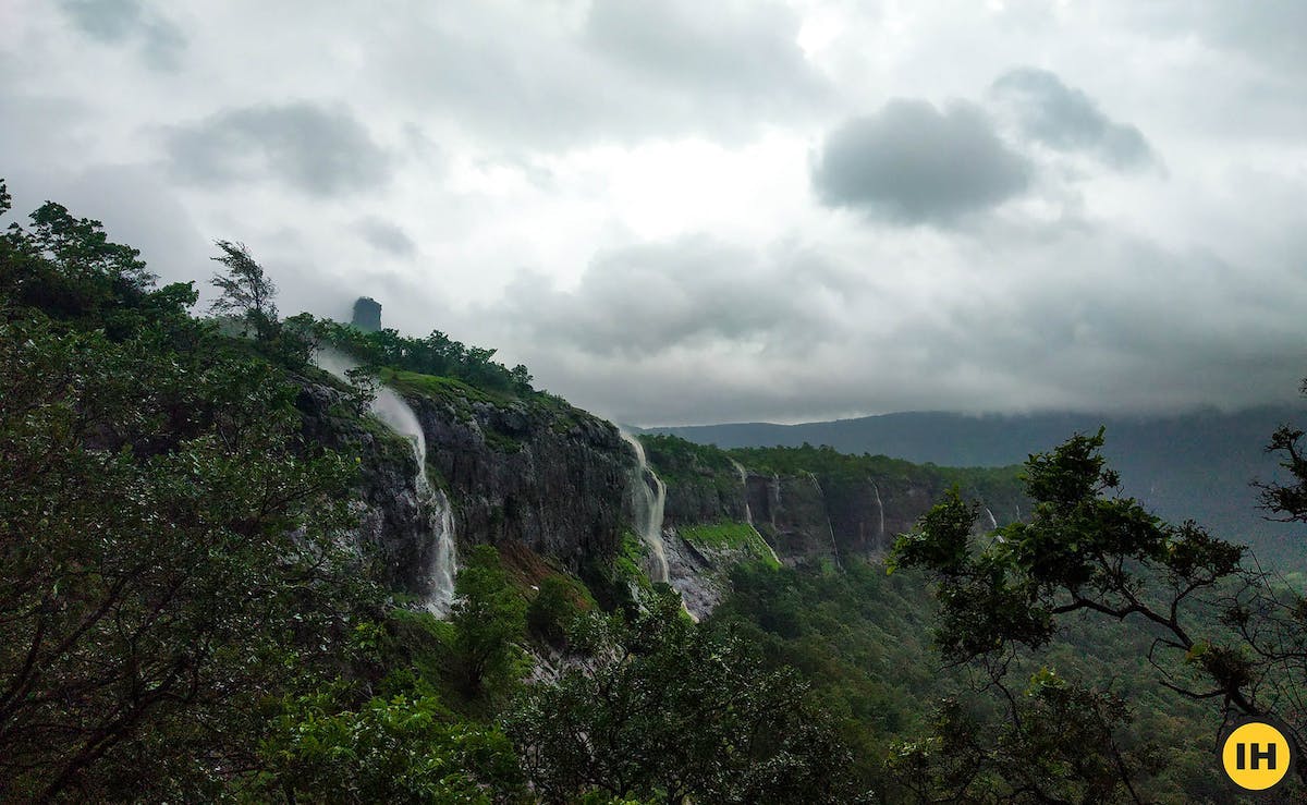 Reverse waterfalls, Kothaligad trek, treks near Pune, treks in Maharashtra, Sahyadri treks, Indiahikes