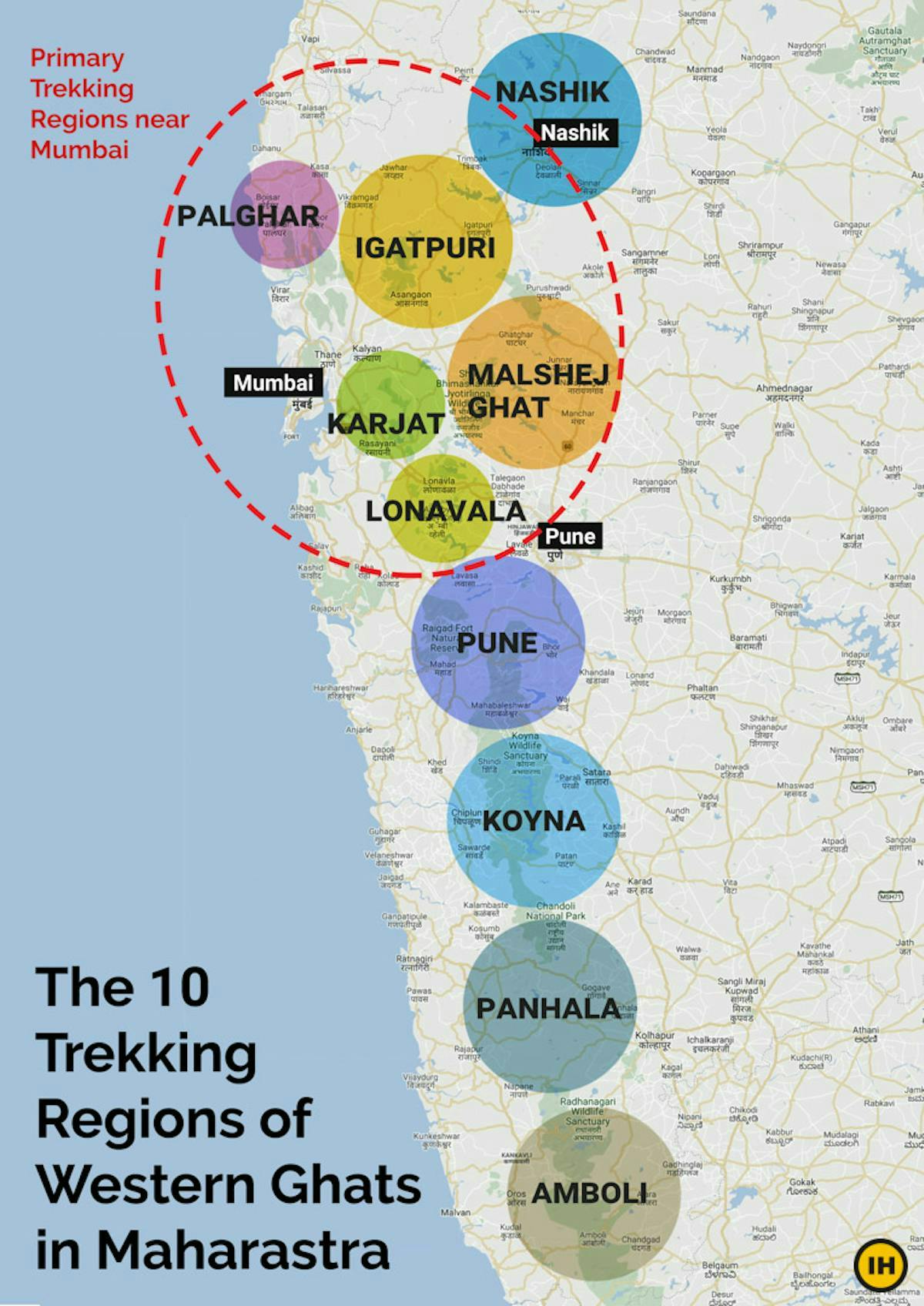 Trekking regions in Maharashtra, Trekking near Mumbai, Infographic