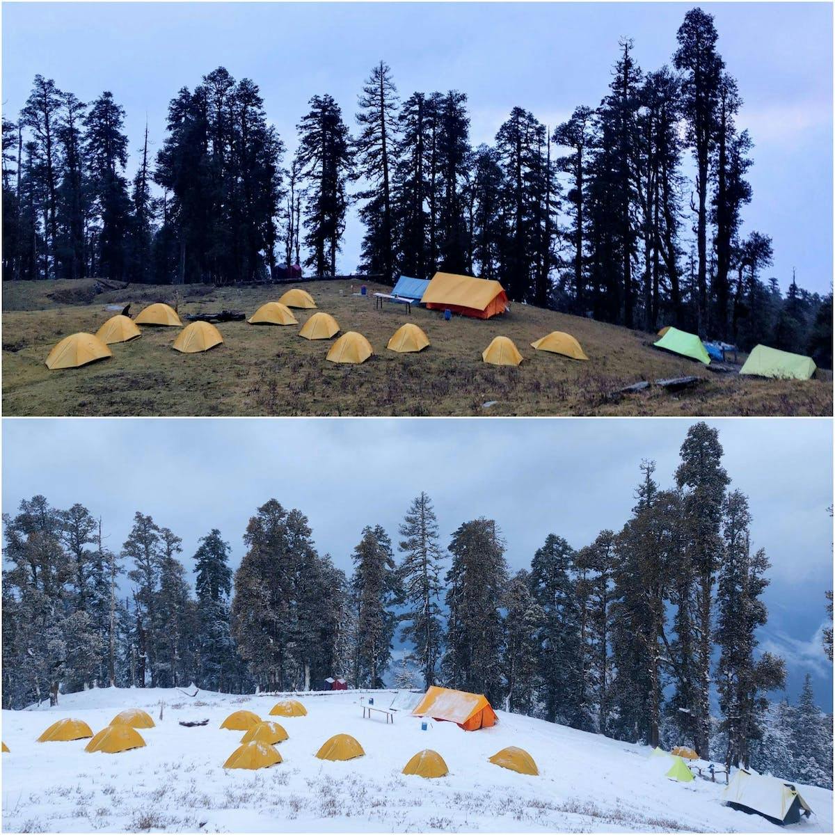 Kedarkantha - kedarkatha trek - campsite - camp - snow - ice - indiahikes - basecamp