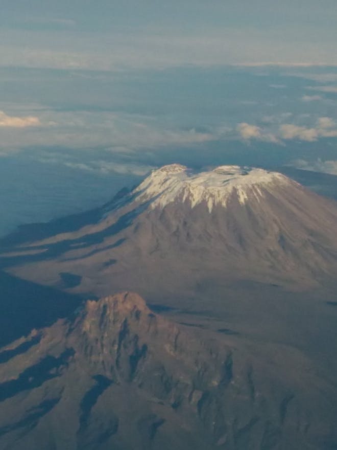 Portrait photo of aerial view of Mount Kilimanjaro